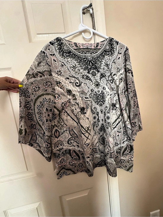 JM Collection Tops - JM Collection Paisley Tunic Top in Pink & Black Size XL Like New